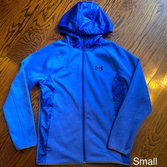 UNDER ARMOUR Men's Blue Full Zipper Hoodie With Blue Chest Logo Size Small - Picture 1 of 11